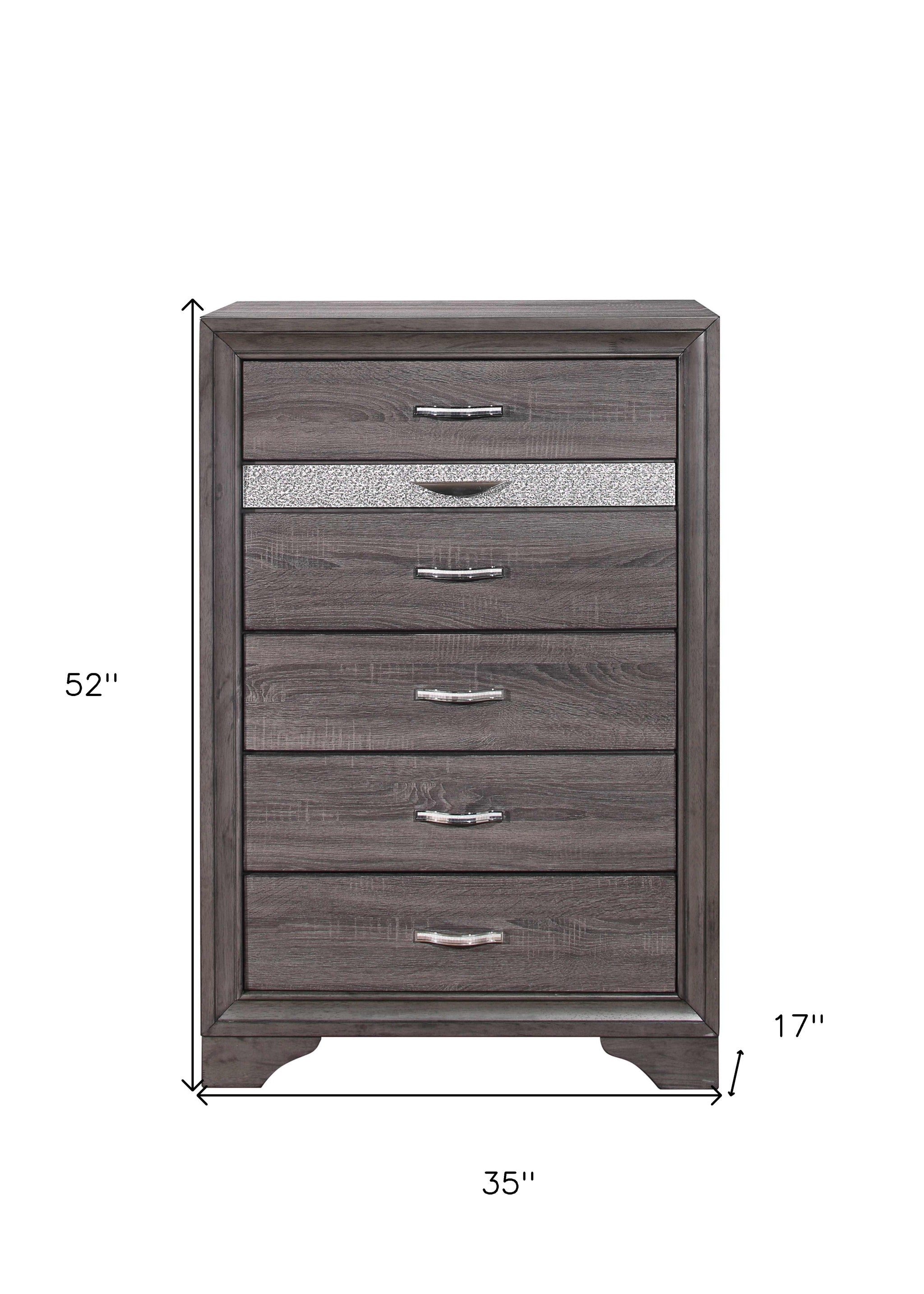 35" Grey Manufactured Wood Six Drawer Chest - Homeroots - Flyclothing LLC
