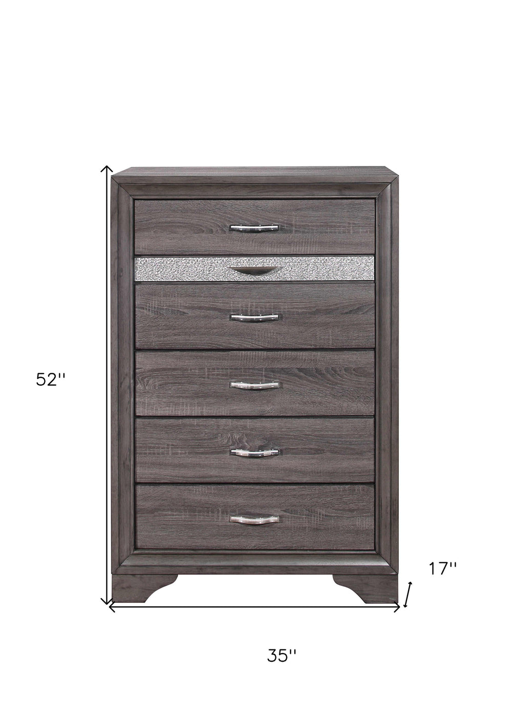 35" Grey Manufactured Wood Six Drawer Chest - Homeroots - Flyclothing LLC