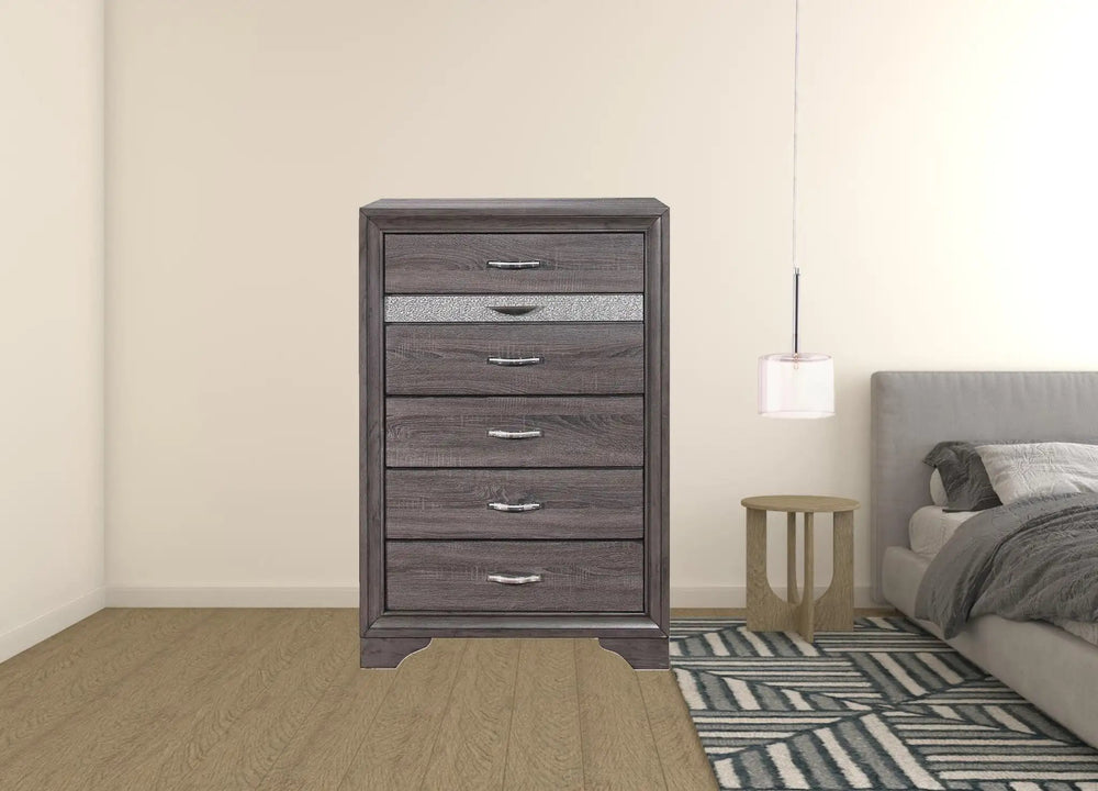 35" Grey Manufactured Wood Six Drawer Chest - Homeroots - Flyclothing LLC