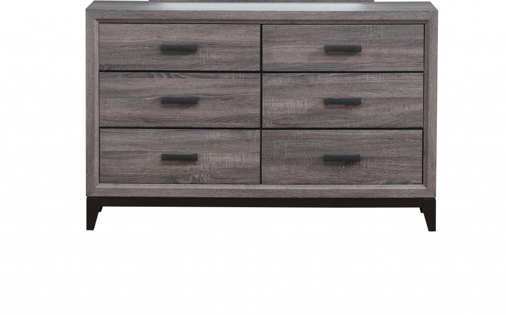 58" Gray Solid and Manufactured Wood Six Drawer Double Dresser - Homeroots - Flyclothing LLC