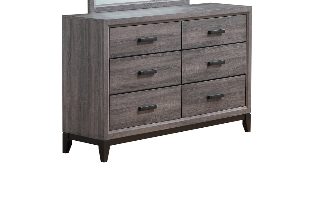 58" Gray Solid and Manufactured Wood Six Drawer Double Dresser - Homeroots