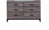 58" Gray Solid and Manufactured Wood Six Drawer Double Dresser - Homeroots - Flyclothing LLC