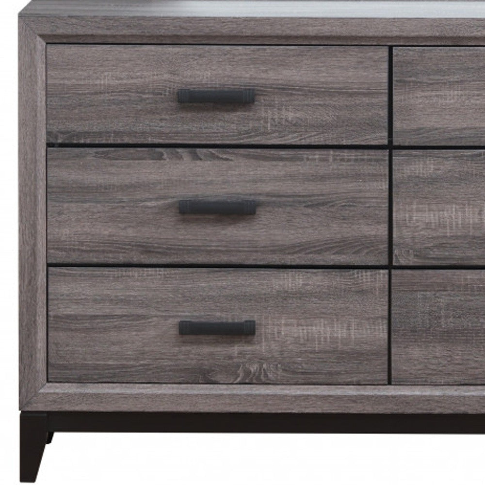58" Gray Solid and Manufactured Wood Six Drawer Double Dresser - Homeroots - Flyclothing LLC