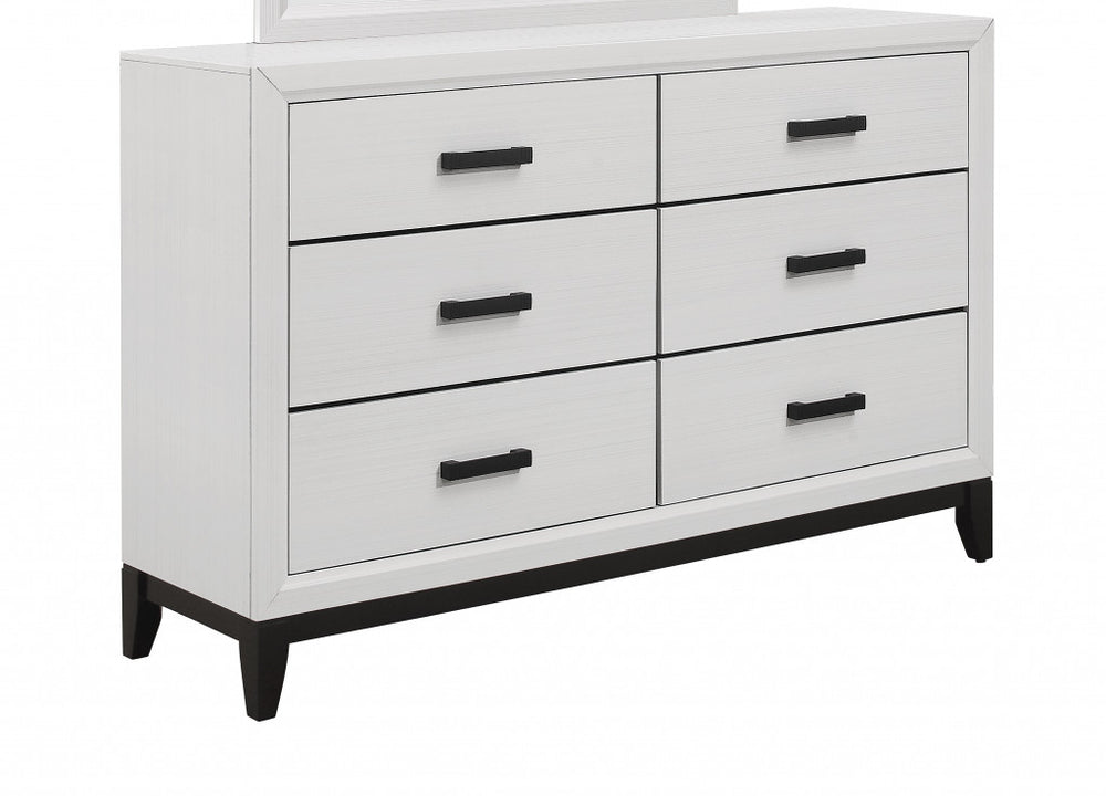 58" White Solid Wood Six Drawer Double Dresser - Homeroots - Flyclothing LLC