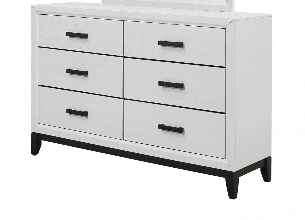 58" White Solid Wood Six Drawer Double Dresser - Homeroots - Flyclothing LLC