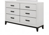 58" White Solid Wood Six Drawer Double Dresser - Homeroots