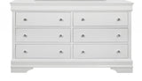 58" Metallic White Solid Wood Six Drawer Double Dresser - Homeroots - Flyclothing LLC