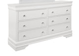 58" Metallic White Solid Wood Six Drawer Double Dresser - Homeroots - Flyclothing LLC