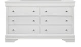 58" Metallic White Solid Wood Six Drawer Double Dresser - Homeroots - Flyclothing LLC