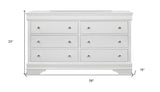 58" Metallic White Solid Wood Six Drawer Double Dresser - Homeroots - Flyclothing LLC