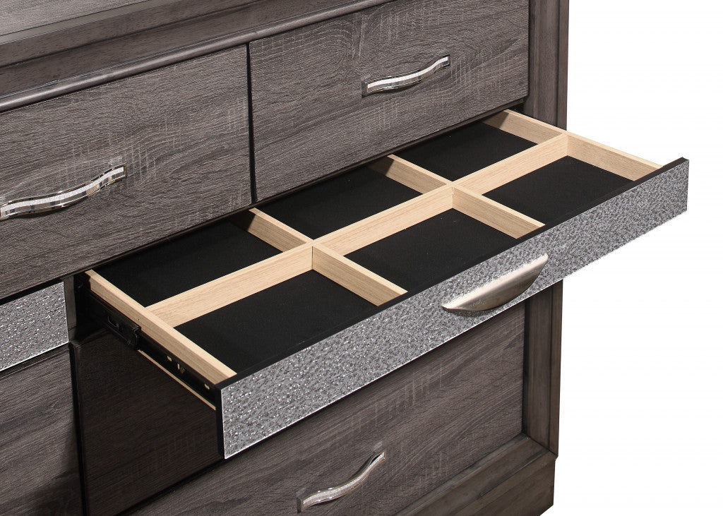 62" Grey Solid Wood Nine Drawer Double Dresser - Homeroots - Flyclothing LLC