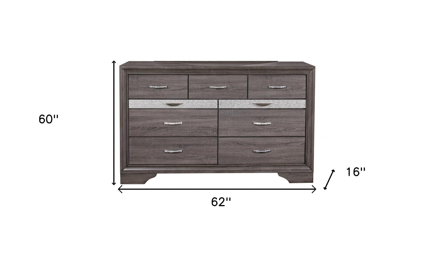 62" Grey Solid Wood Nine Drawer Double Dresser - Homeroots - Flyclothing LLC