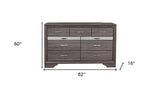 62" Grey Solid Wood Nine Drawer Double Dresser - Homeroots - Flyclothing LLC