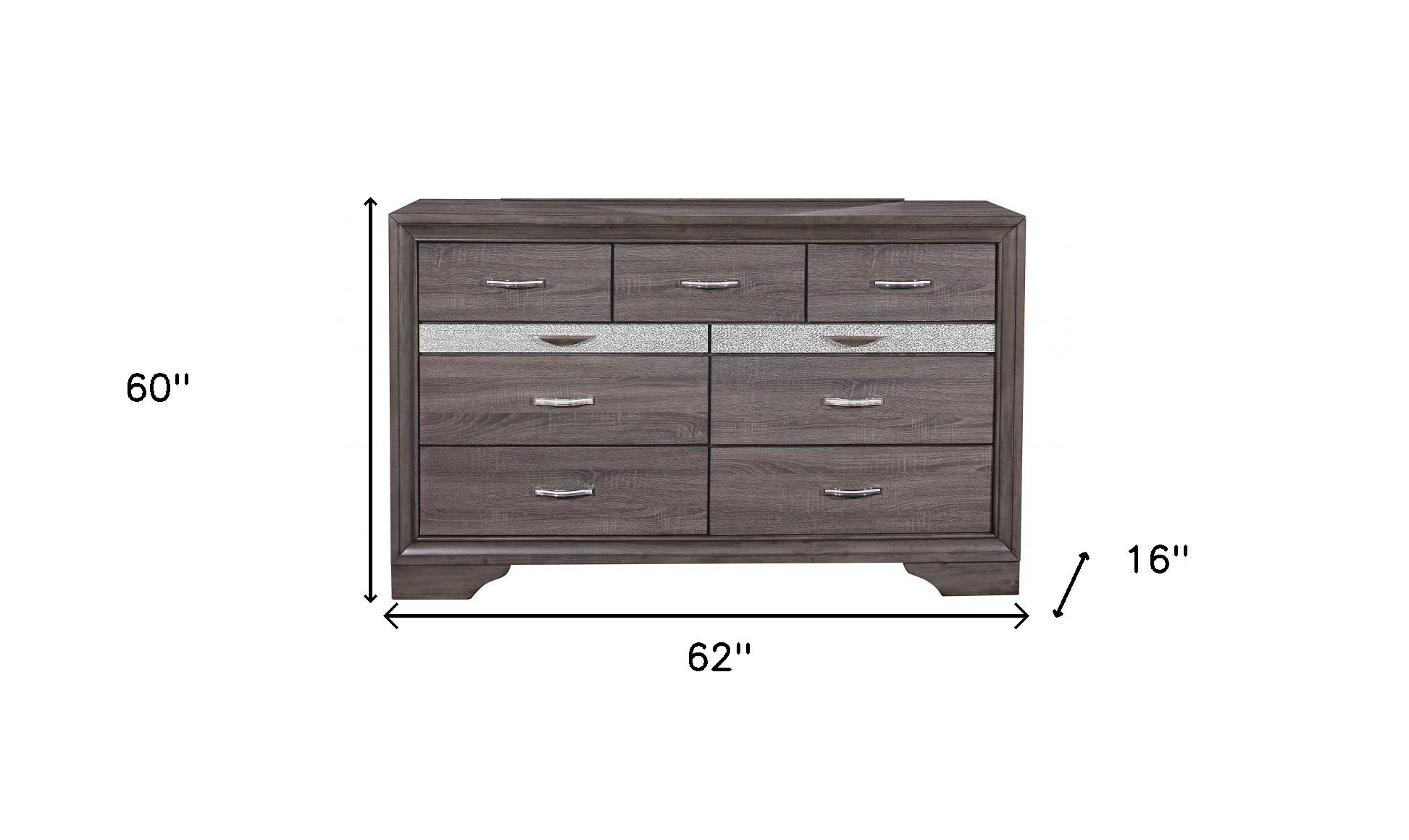 62" Grey Solid Wood Nine Drawer Double Dresser - Homeroots - Flyclothing LLC