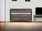 62" Grey Solid Wood Nine Drawer Double Dresser - Homeroots