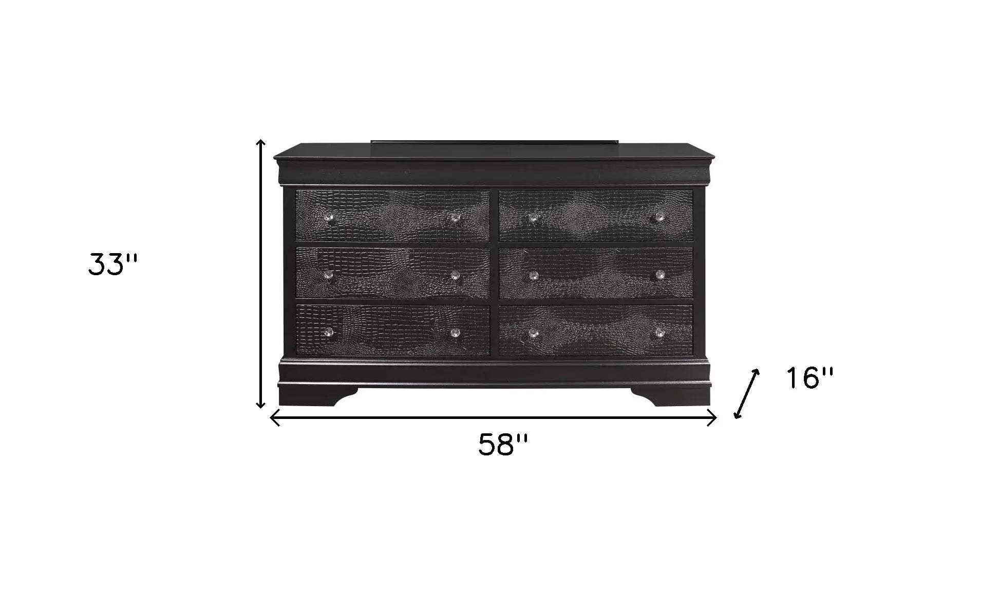 58" Metallic Grey Solid Wood Six Drawer Double Dresser - Homeroots - Flyclothing LLC