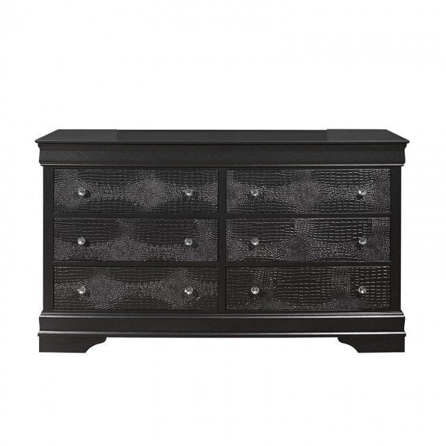 58" Metallic Grey Solid Wood Six Drawer Double Dresser - Homeroots - Flyclothing LLC