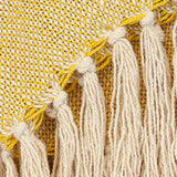 50" X 60" Yellow and Ivory Woven Cotton Striped Throw Blanket with Tassels - Homeroots - Flyclothing LLC