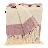 50" X 60" Purple and Ivory Woven Cotton Striped Throw Blanket with Tassels - Homeroots