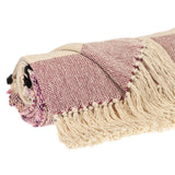 50" X 60" Purple and Ivory Woven Cotton Striped Throw Blanket with Tassels - Homeroots