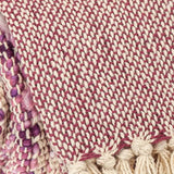 50" X 60" Purple and Ivory Woven Cotton Striped Throw Blanket with Tassels - Homeroots - Flyclothing LLC