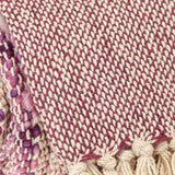 50" X 60" Purple and Ivory Woven Cotton Striped Throw Blanket with Tassels - Homeroots - Flyclothing LLC