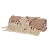 50" X 60" Brown and Ivory Woven Cotton Striped Throw Blanket with Tassels - Homeroots