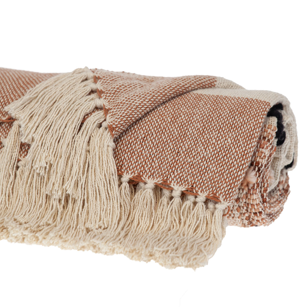 50" X 60" Brown and Ivory Woven Cotton Striped Throw Blanket with Tassels - Homeroots - Flyclothing LLC