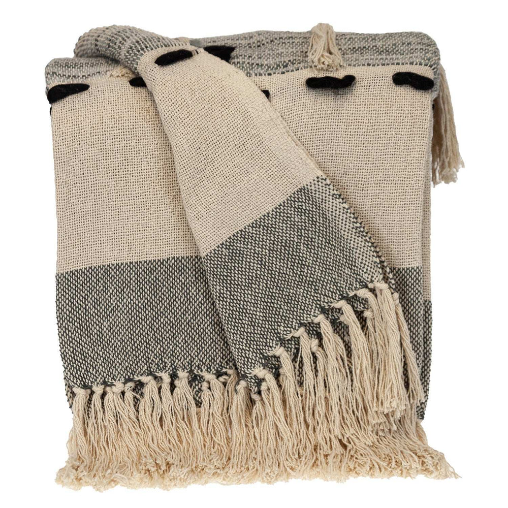Gray Woven Cotton Abstract Throw Blanket - Homeroots - Flyclothing LLC