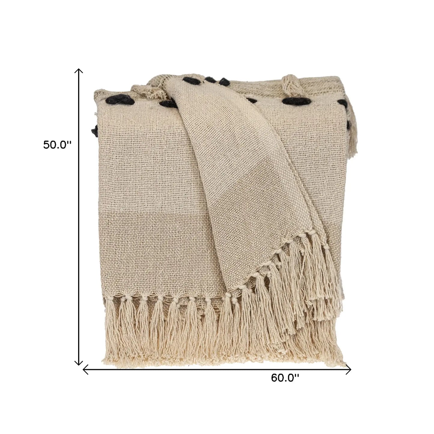 Beige Woven Cotton Abstract Throw Blanket - Homeroots - Flyclothing LLC