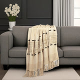 Beige Woven Cotton Abstract Throw Blanket - Homeroots