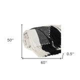 Black and White Woven Cotton Striped Throw Blanket - Homeroots - Flyclothing LLC
