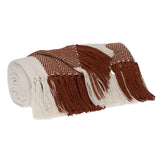 Burnt Orange Woven Cotton Striped Throw Blanket - Homeroots - Flyclothing LLC