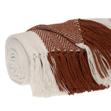 Burnt Orange Woven Cotton Striped Throw Blanket - Homeroots - Flyclothing LLC