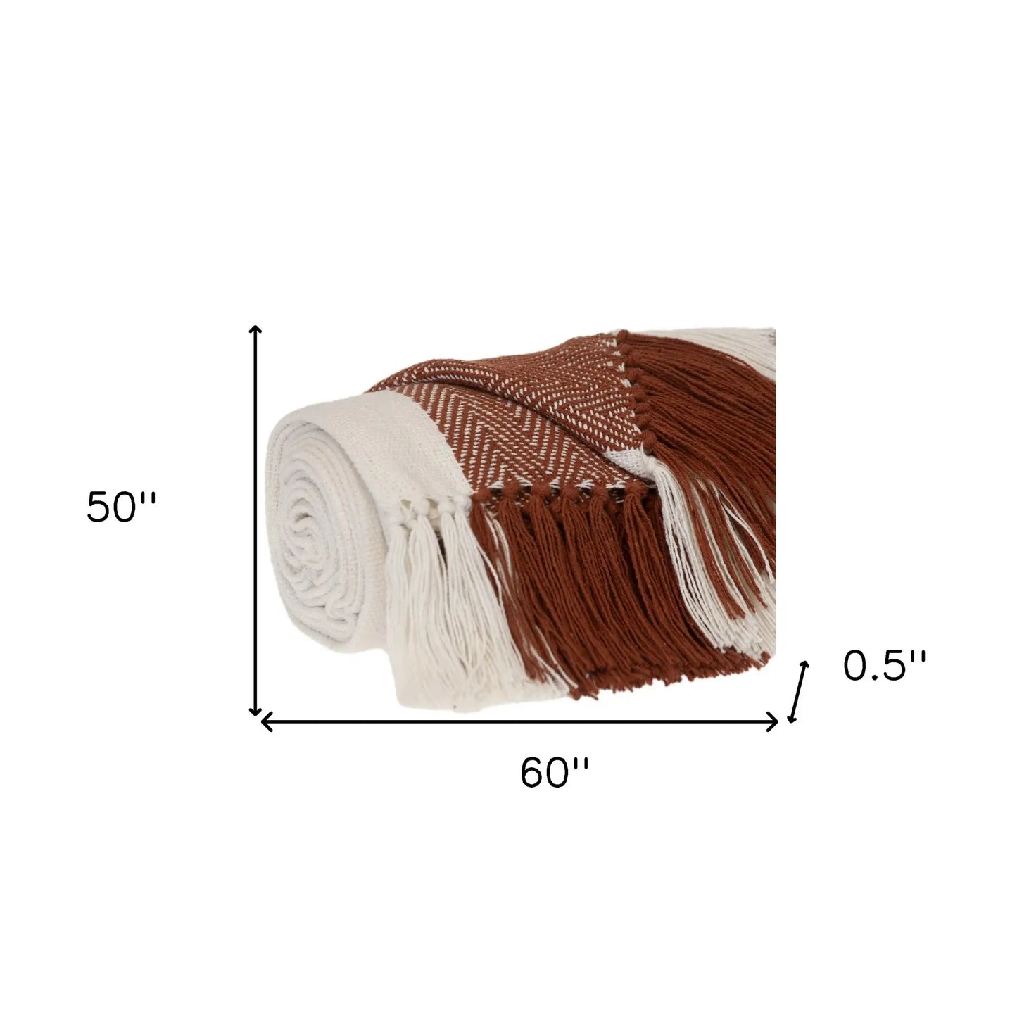 Burnt Orange Woven Cotton Striped Throw Blanket - Homeroots - Flyclothing LLC
