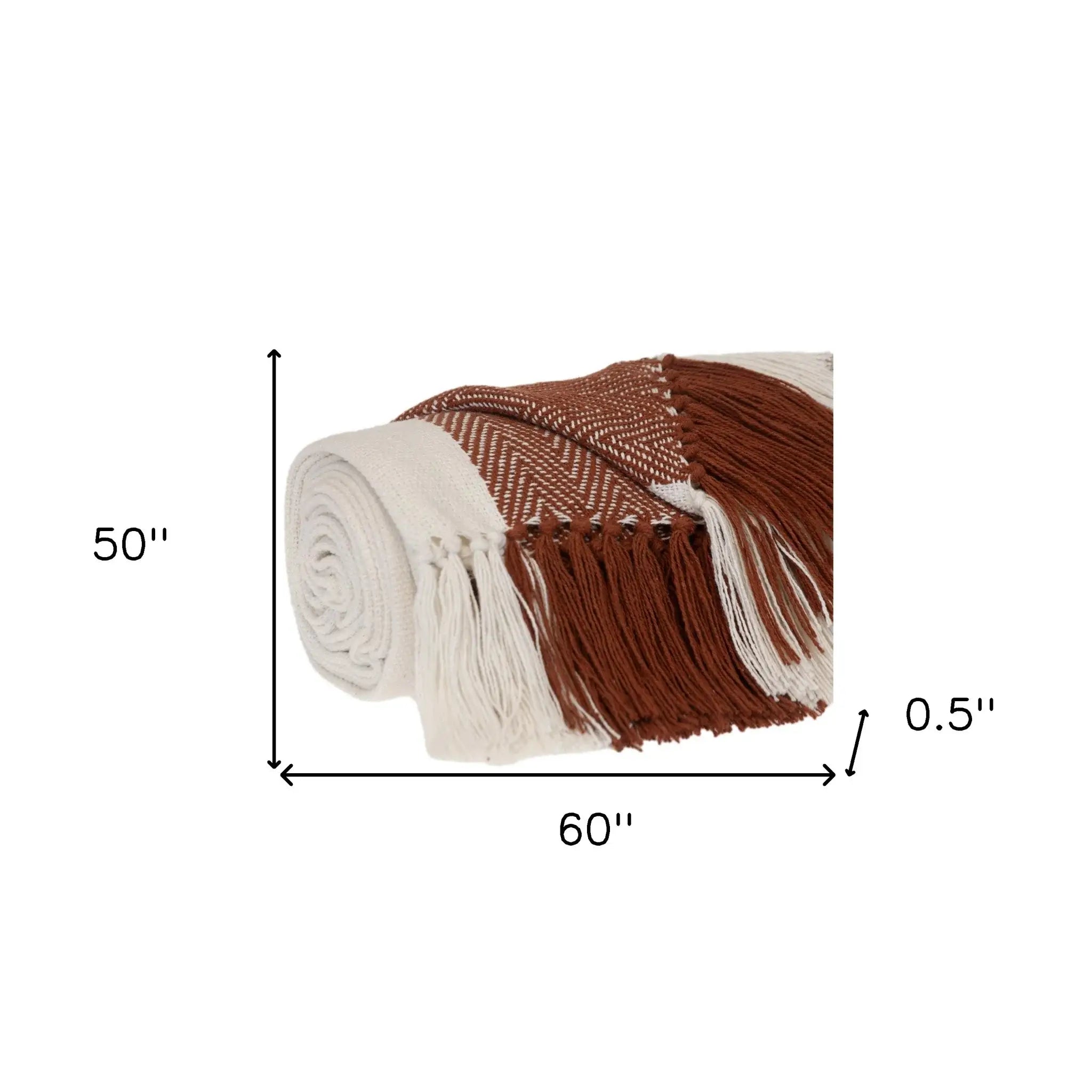Burnt Orange Woven Cotton Striped Throw Blanket - Homeroots - Flyclothing LLC