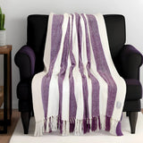 Purple Woven Cotton Throw Blanket - Homeroots