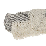 Gray Woven Cotton Striped Throw Blanket - Homeroots