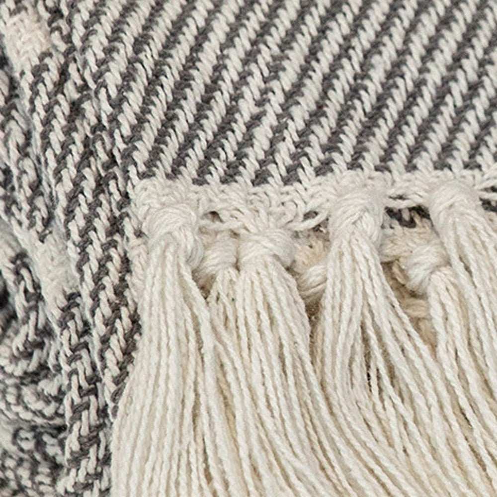 Gray Woven Cotton Striped Throw Blanket - Homeroots - Flyclothing LLC