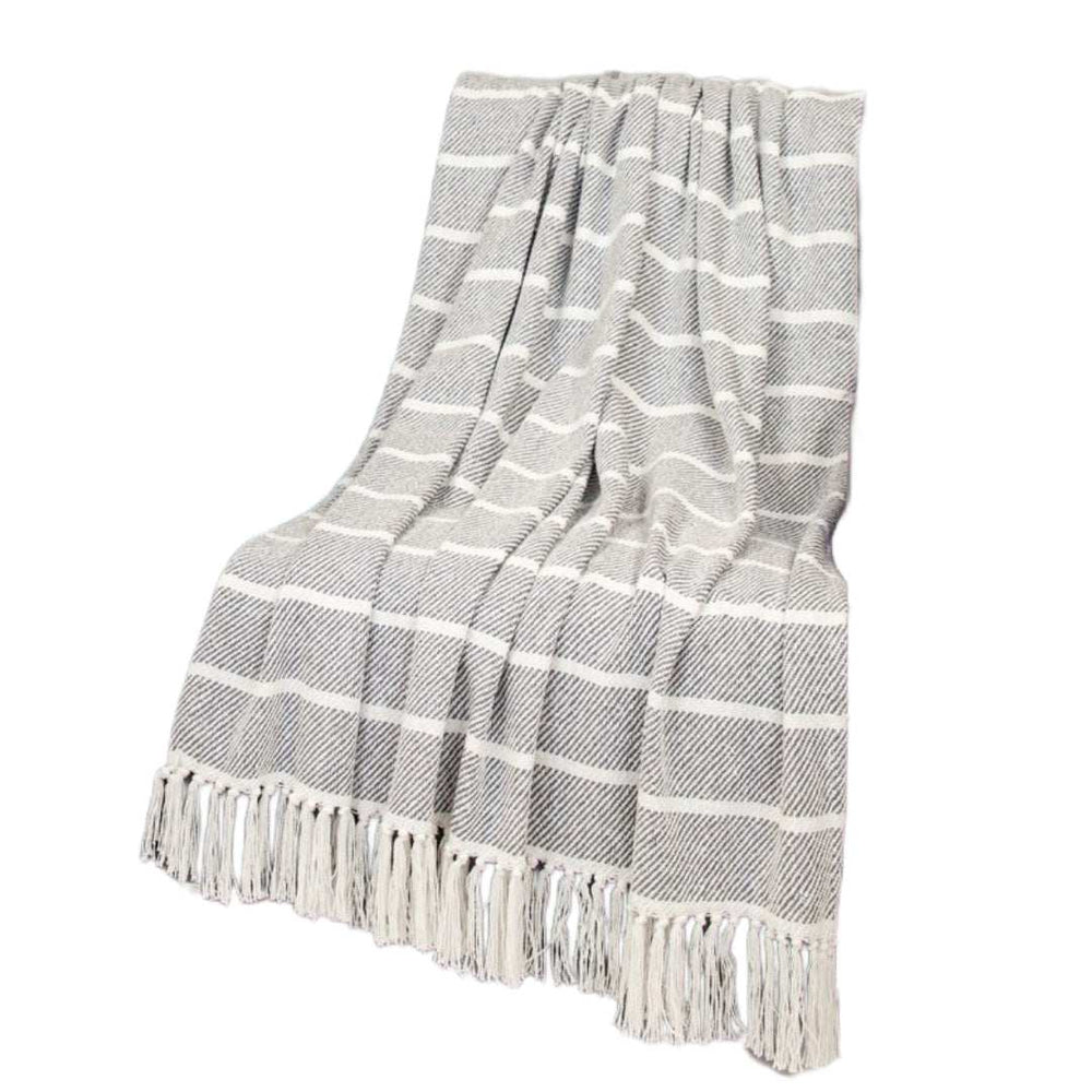 Gray Woven Cotton Striped Throw Blanket - Homeroots - Flyclothing LLC
