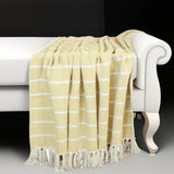 Yellow Woven Cotton Striped Throw Blanket - Homeroots