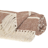 Burnt Orange Woven Cotton Striped Throw Blanket - Homeroots