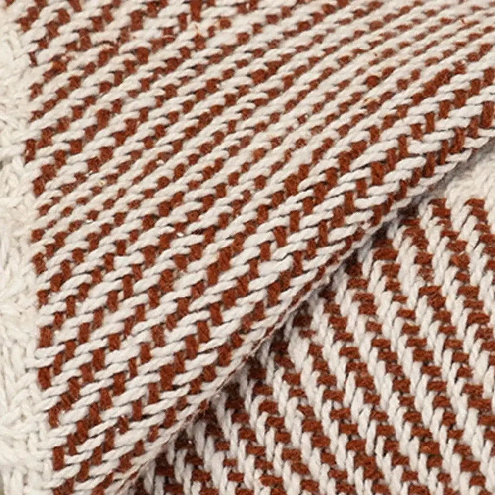 Burnt Orange Woven Cotton Striped Throw Blanket - Homeroots - Flyclothing LLC