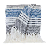 Charcoal Woven Cotton Striped Throw Blanket - Homeroots