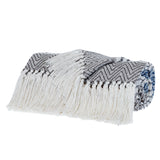 Charcoal Woven Cotton Striped Throw Blanket - Homeroots