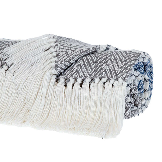 Charcoal Woven Cotton Striped Throw Blanket - Homeroots - Flyclothing LLC