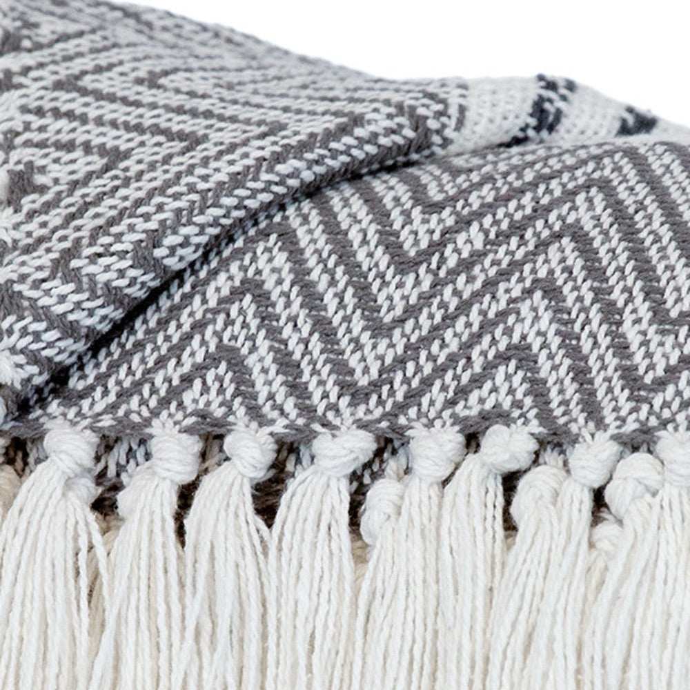 Charcoal Woven Cotton Striped Throw Blanket - Homeroots - Flyclothing LLC
