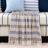 Charcoal Woven Cotton Striped Throw Blanket - Homeroots