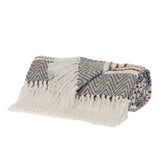 Gray and White Woven Cotton Striped Throw Blanket - Homeroots - Flyclothing LLC