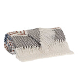 Gray and White Woven Cotton Striped Throw Blanket - Homeroots - Flyclothing LLC